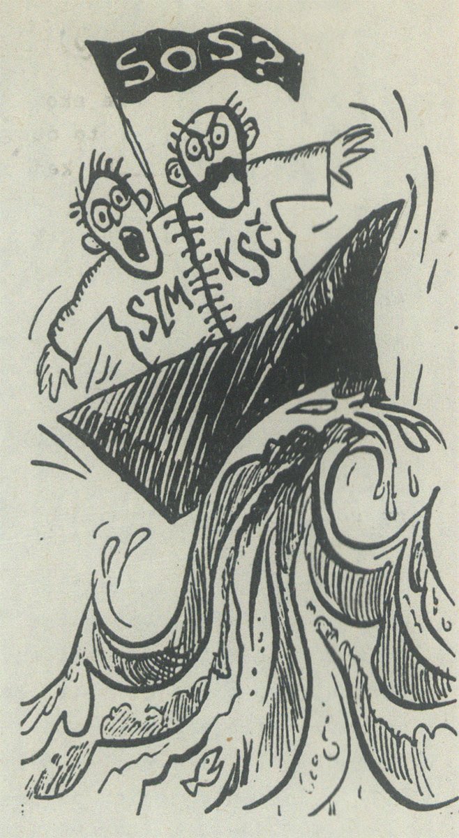 SZM KSČ SOS?, karikatúra v časopise Zmena. 1989. Univerzitná knižnica v Bratislave